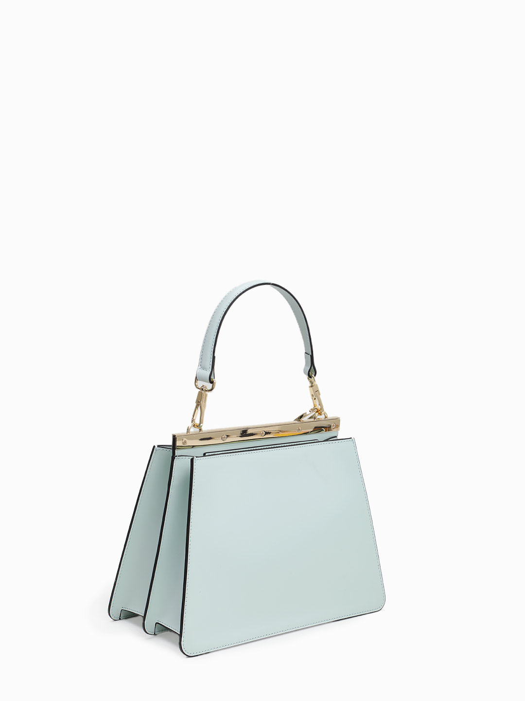 Небольшая сумка трапециевидной формы от Cromia из натуральной голубой кожи