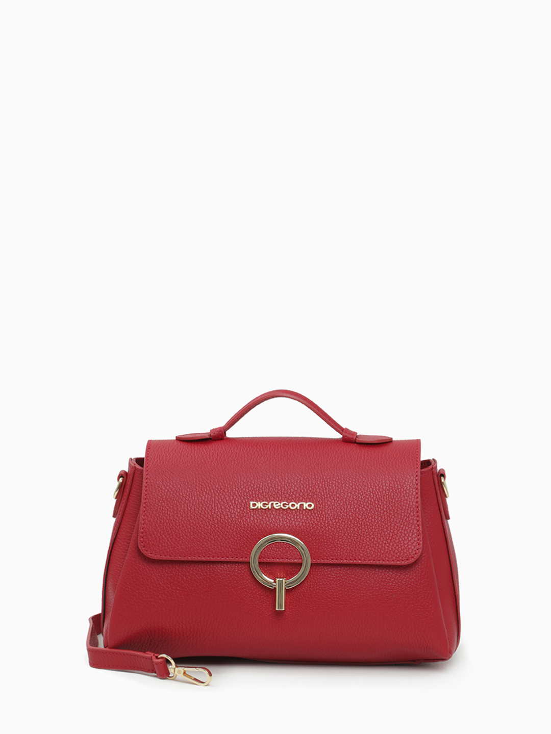 Сумка-сэтчел с пряжкой из золотого металла от Di Gregorio в красном цвете