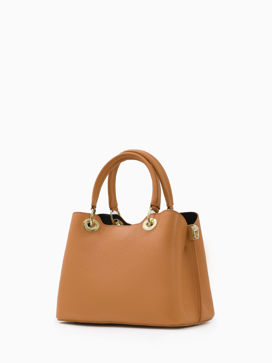 Базовый тоут из мелкозернистой кожи с круглой фурнитурой FOLLE в рыжем цвете