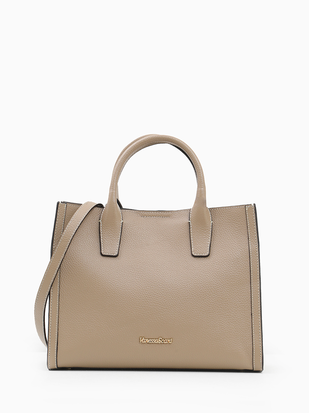Сумка-тоут с именной гравировкой Vanessa Scani оттенка тауп
