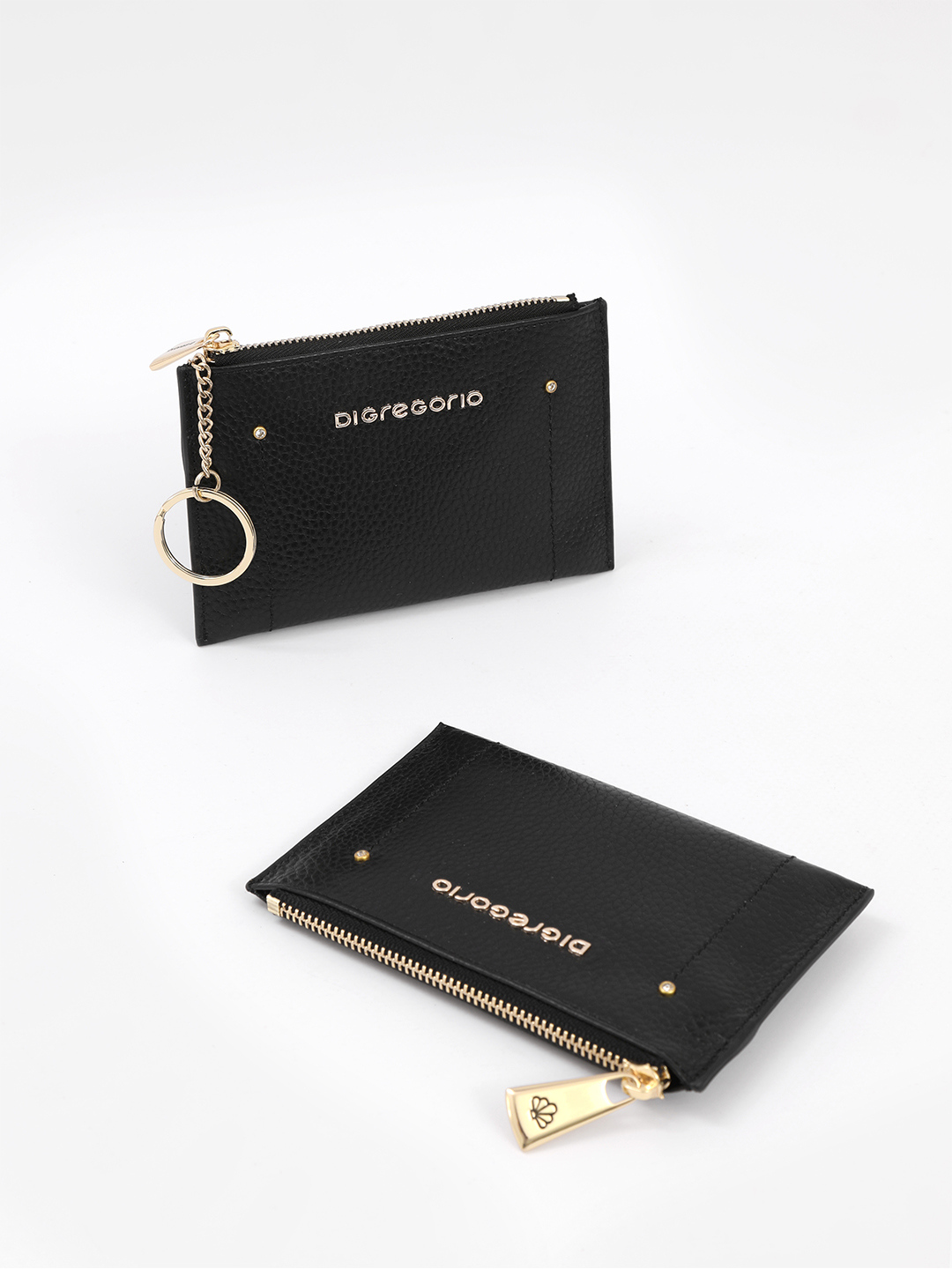 Минималистичная ключница с металлическим логотипом Di Gregorio в чёрном цвете