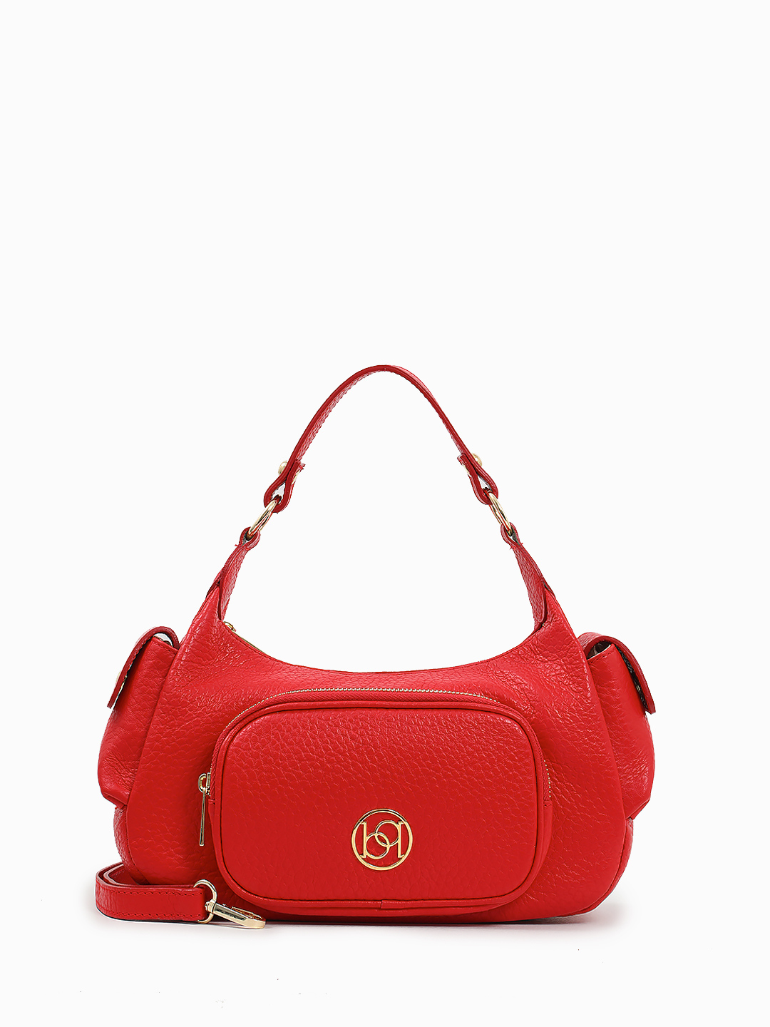 Сумка с дополнительными карманами от BE NICE из крупнозернистой кожи красного оттенка