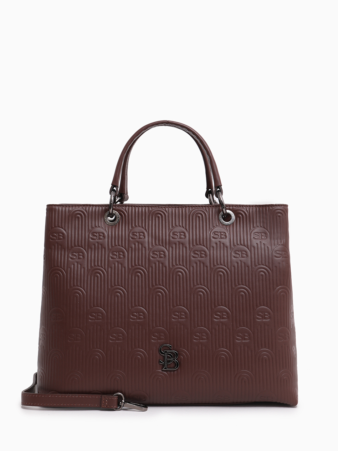Сумка-тоут с рельефным паттерном в виде логотипа Sara Burglar коричневого оттенка