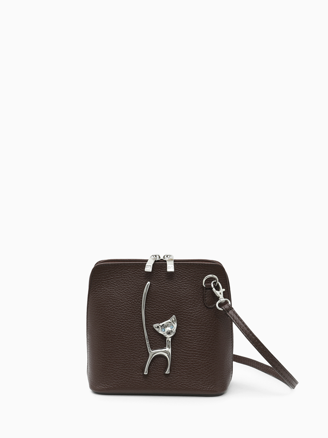 Коричневая кросс-боди в размере S от Renato Angi с фурнитурой-кошкой