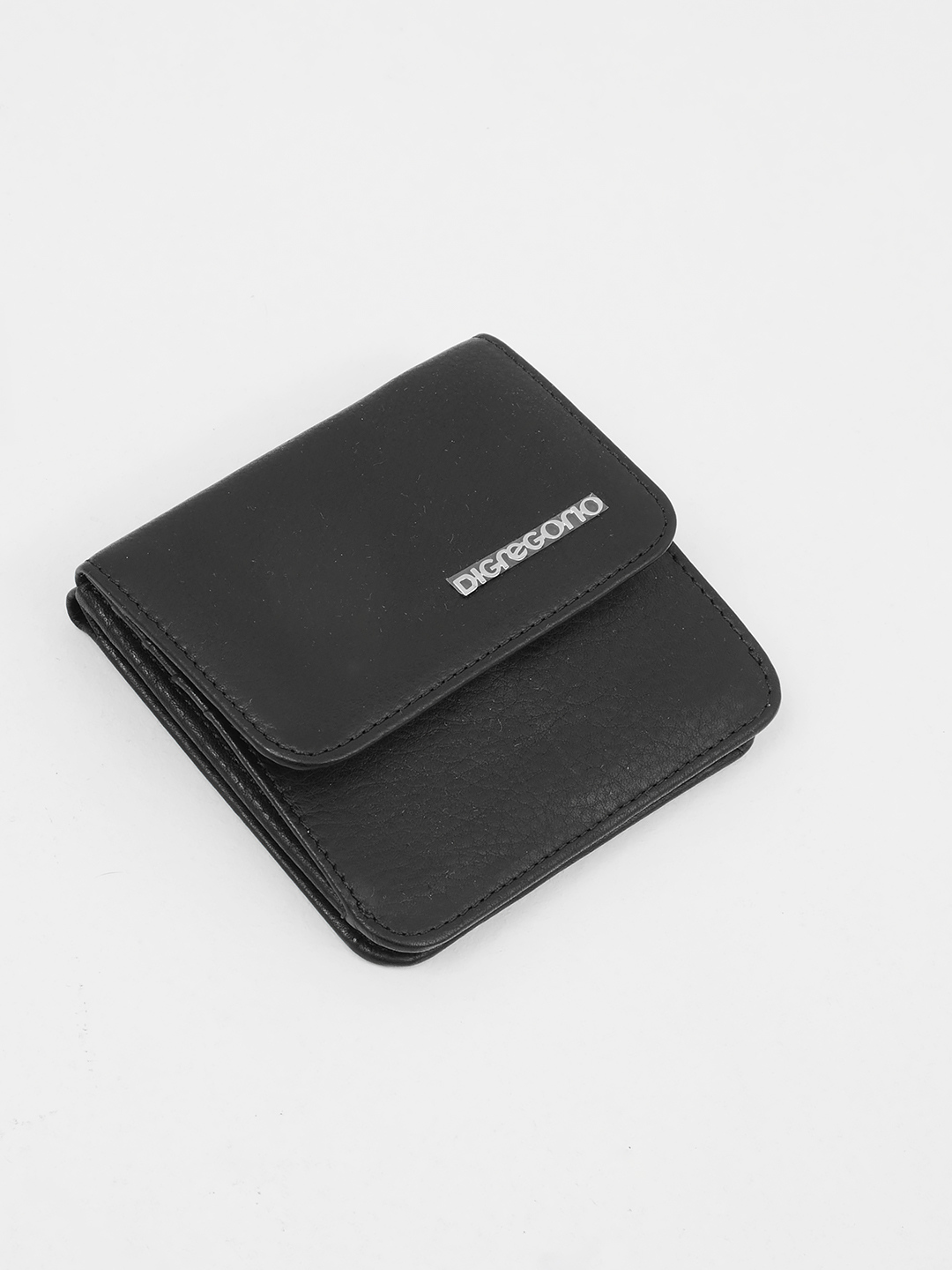 Мужской кошелёк квадратной формы от Di Gregorio из натуральной кожи чёрного цвета