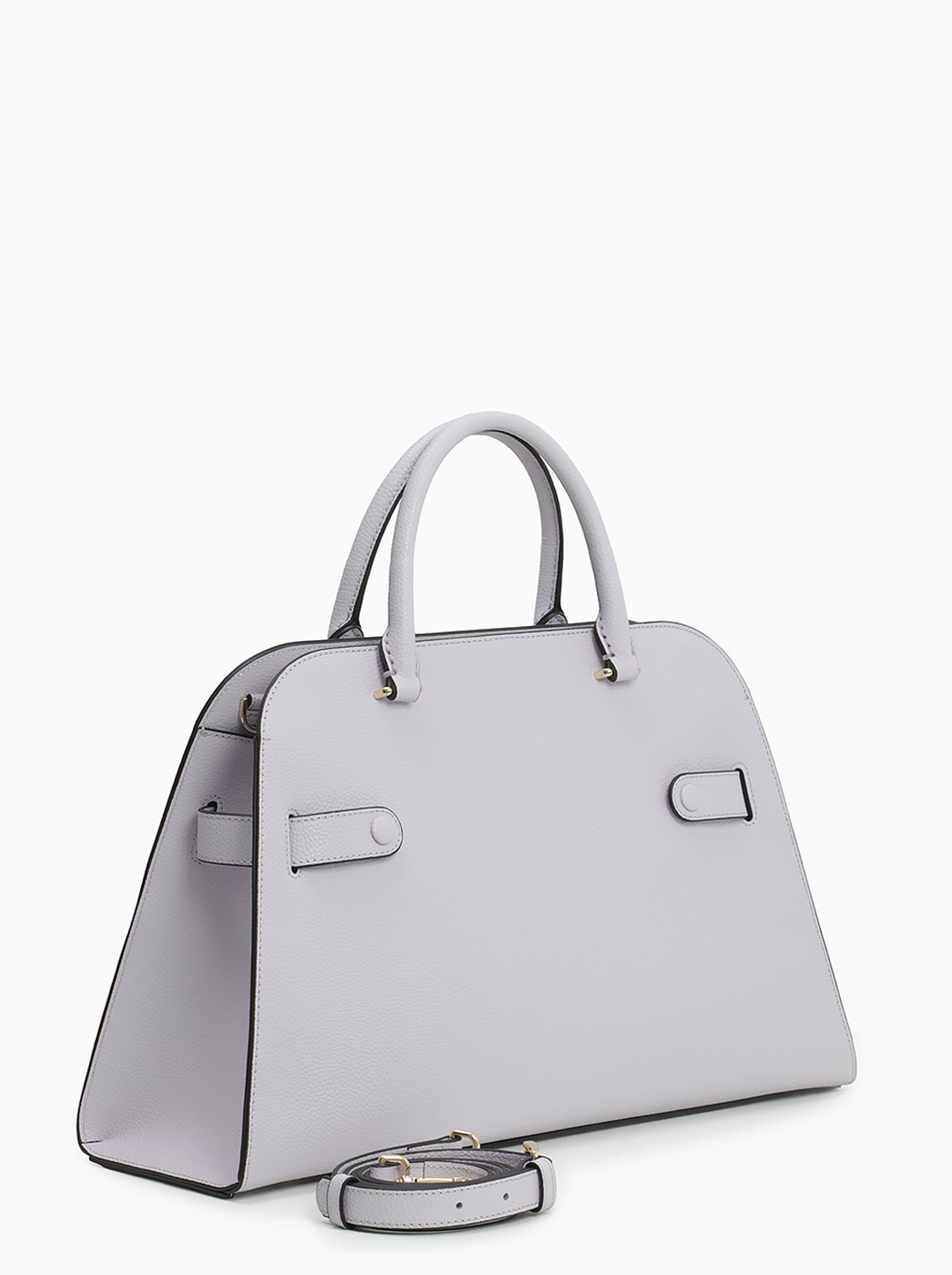 Классическая сумка трапециевидной формы от Cromia из натуральной кожи сиреневого цвета