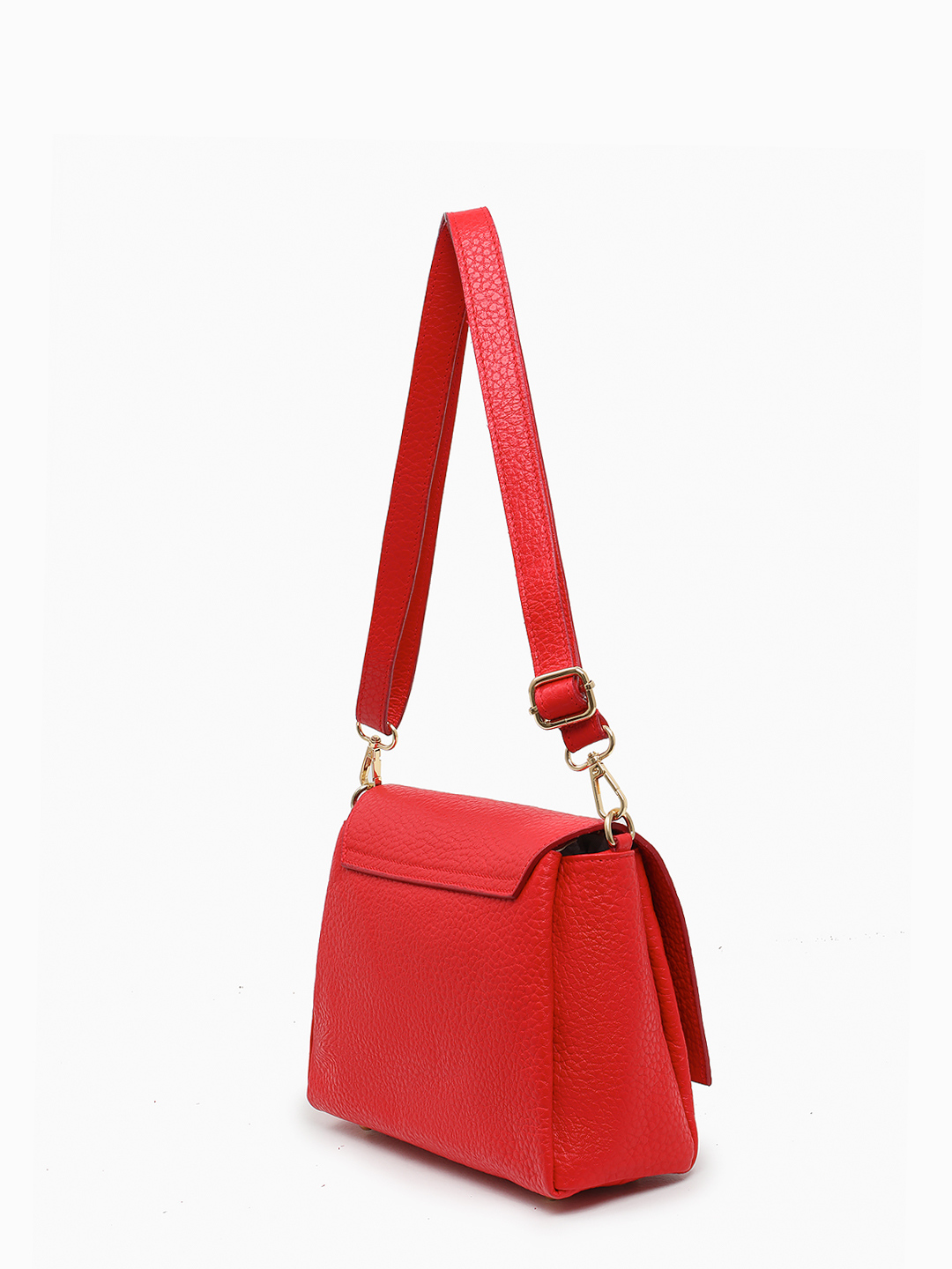 Кросс-боди на плечо с регулируемым ремнём от FOLLE из крупнозернистой кожи красного цвета