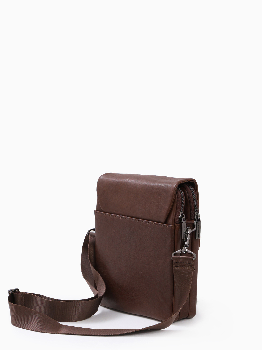 Сумка-планшет с передним клапаном в винтажной коже коричневого цвета от Alessandro Beato