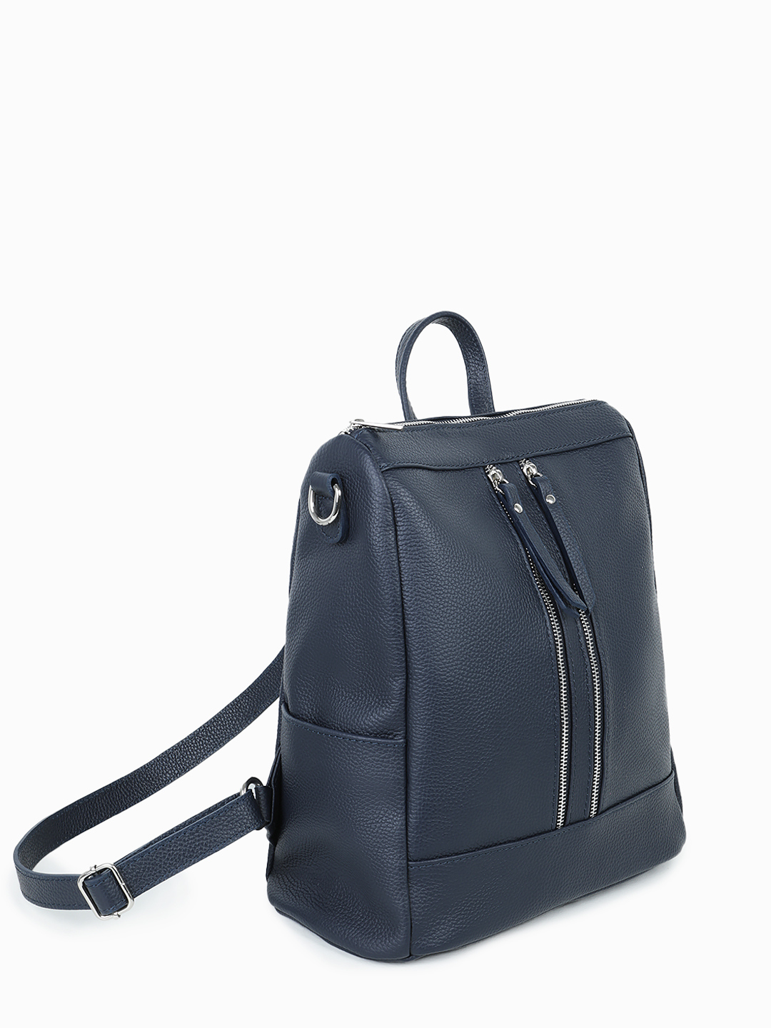 Рюкзак с двумя молниями и боковыми карманами прямоугольной формы от FOLLE в синем цвет