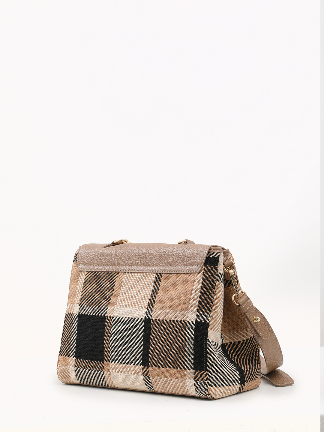 Cэтчел с головой леопарда и узором в клетку от KELLEN оттенка капучино