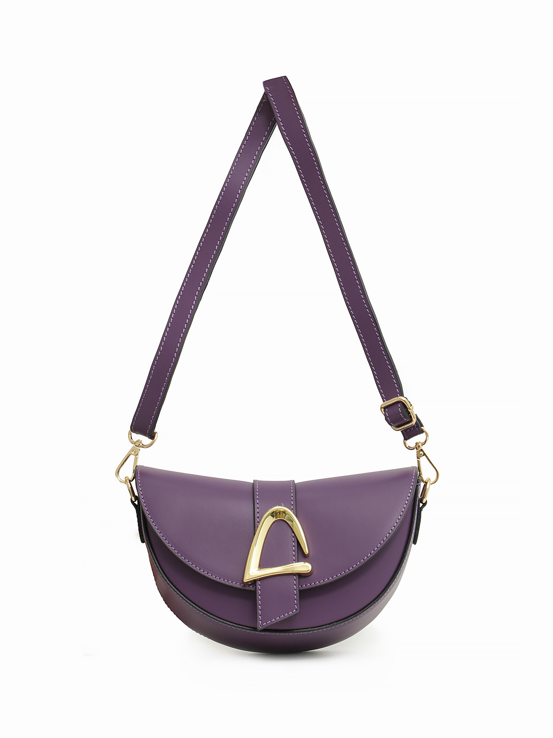 Небольшой боулер SOFIA с клапаном от BE NICE из натуральной кожи лилового цвета