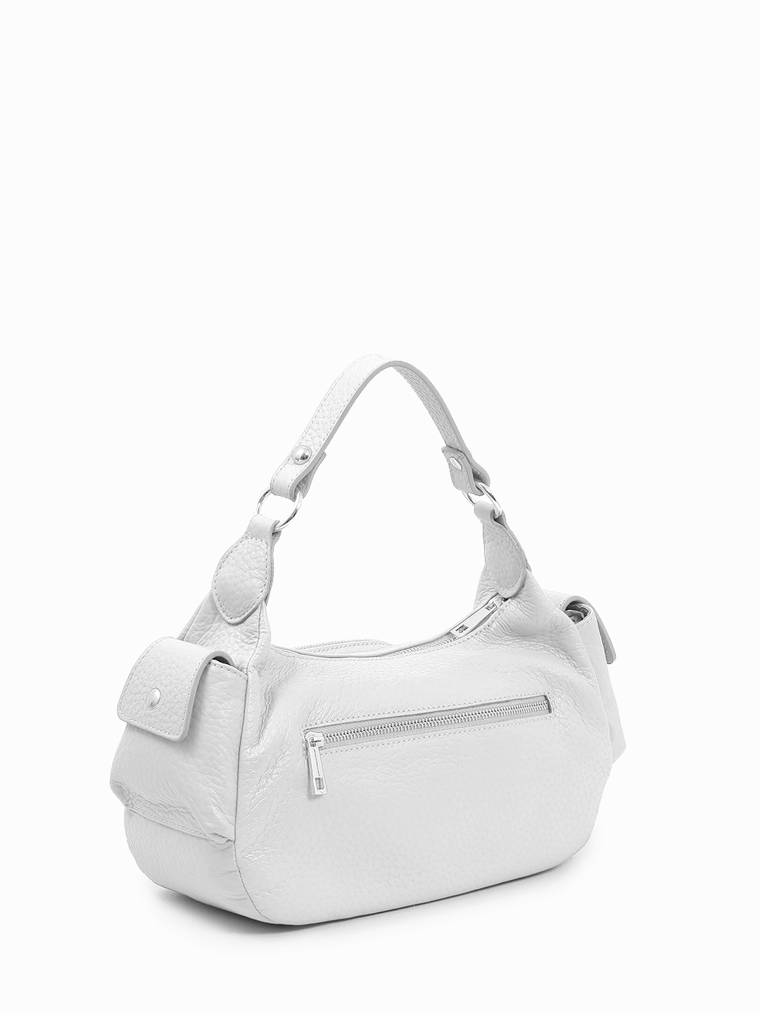 Сумка-хобо "VALITA" с дополнительными карманами от BE NICE из крупнозернистой кожи светло-серого оттенка