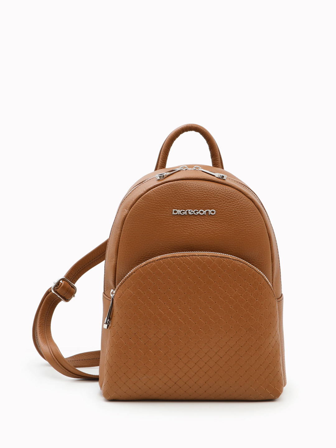 Базовый рюкзак с объёмным тиснением на внешнем кармане от Di Gregorio в рыжем оттенке