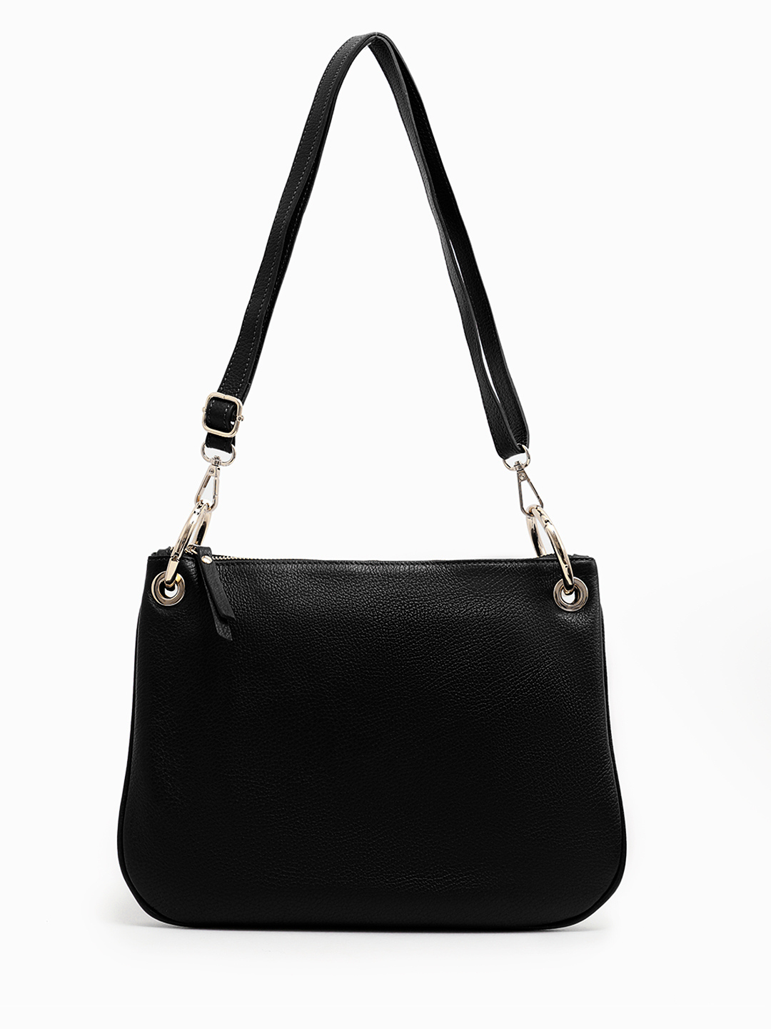 Двойная сумка на плечо с брендовым патчем Di Gregorio в чёрном цвете