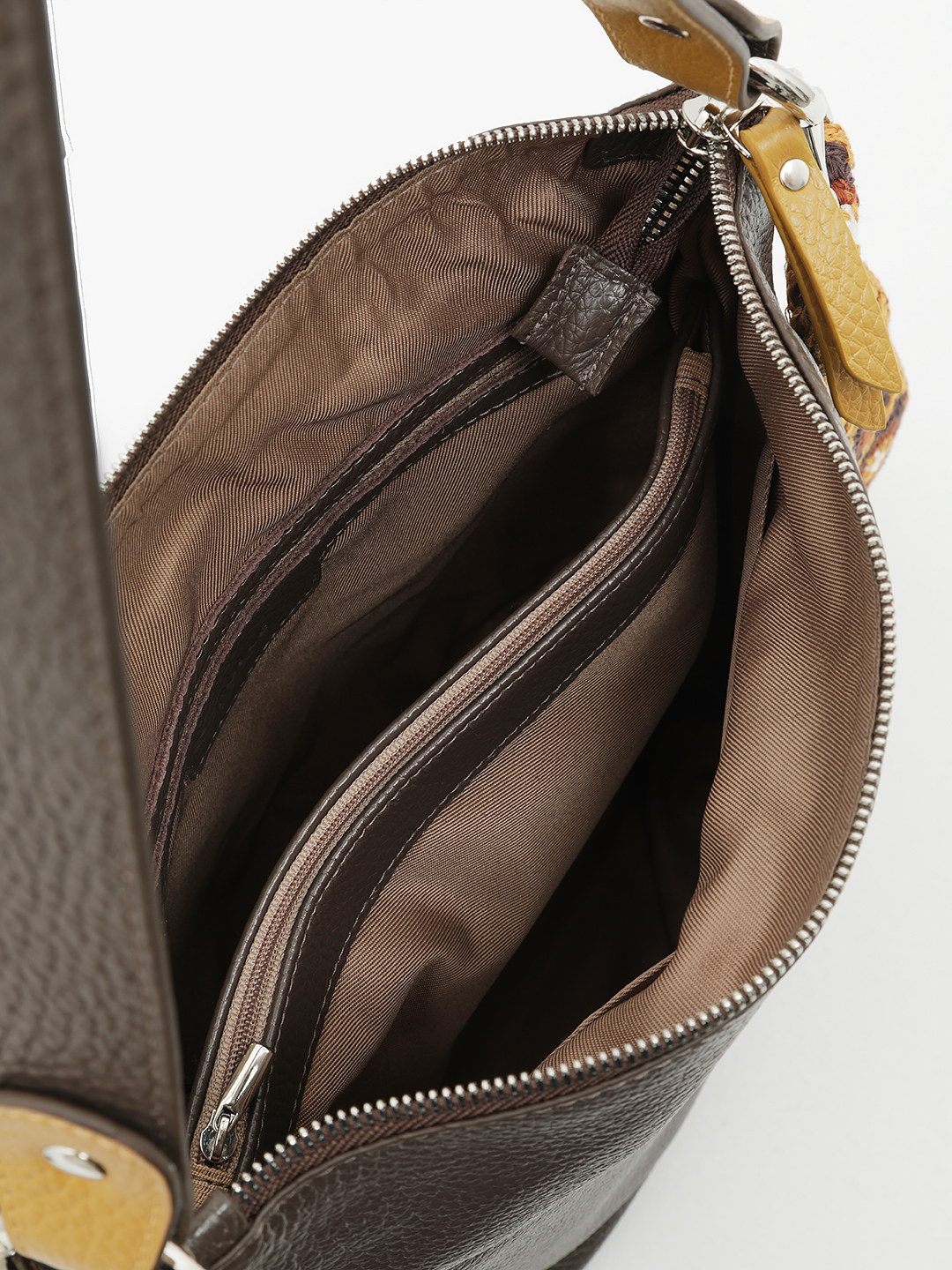 Сумка-мешок с боковыми карманами c фирменным логотипом FOLLE в коричневом цвете