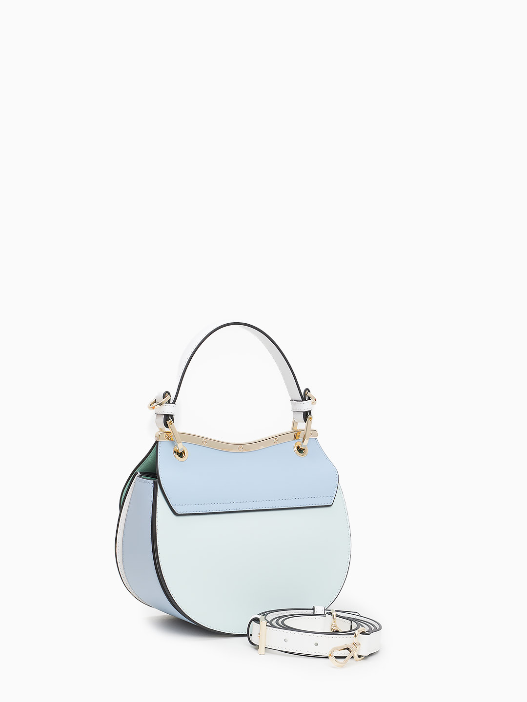 Небольшая сумка полукруглой формы с поворотным замком на фирменной пряжке от Cromia из голубой кожи