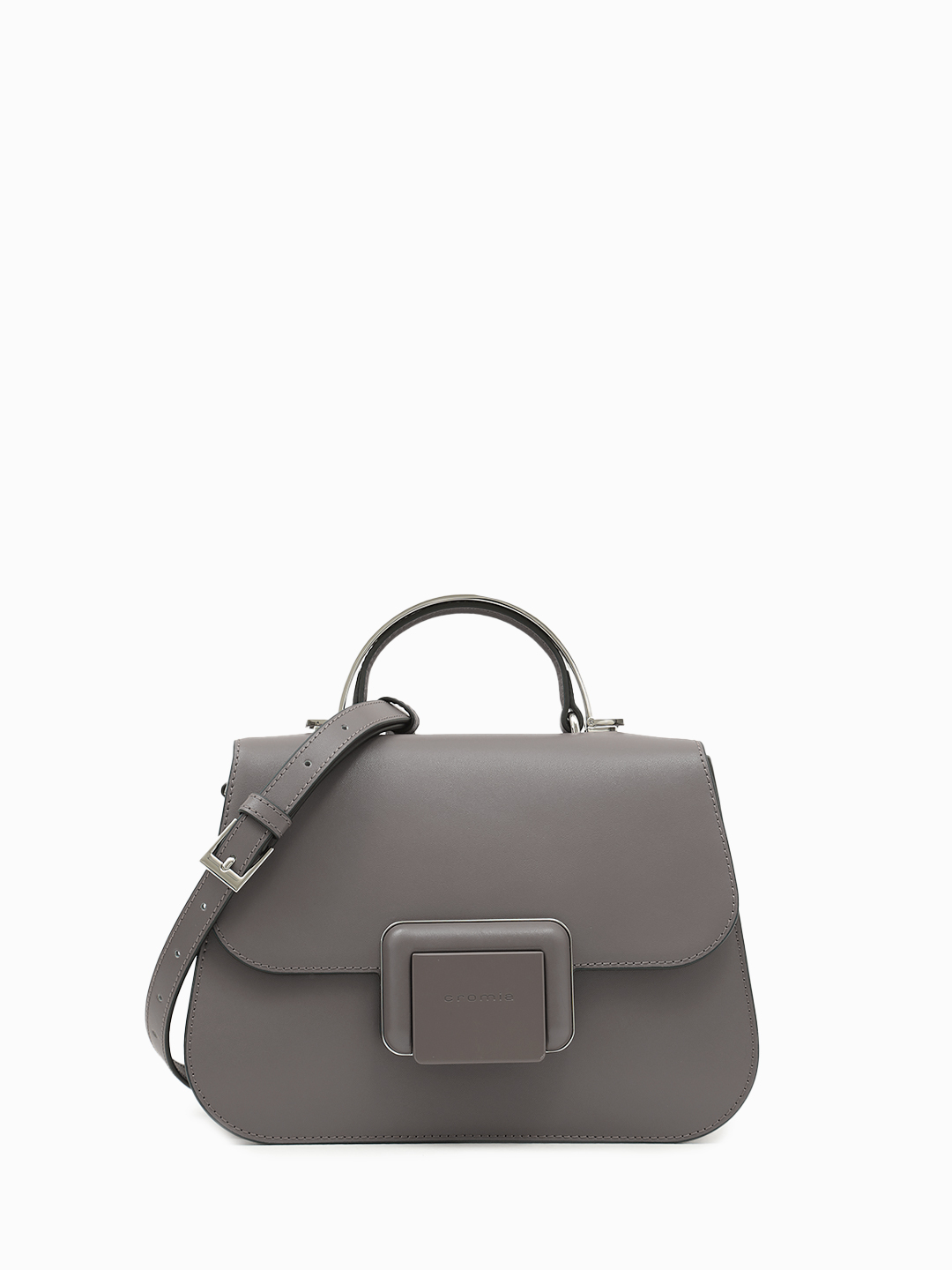 Сэтчел от Cromia в натуральной гладкой коже в оттенке тауп с фирменной матовой металлической фурнитурой