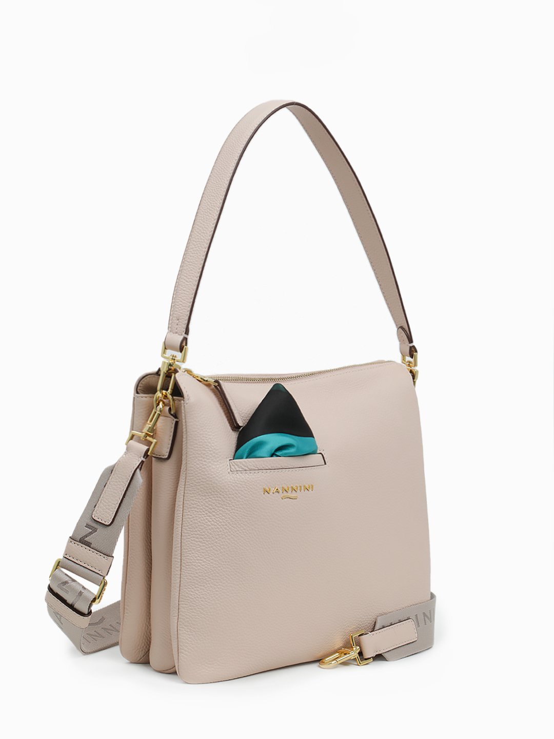 Пудровая кросс-боди с дополнительным карманом для платка от NANNINI