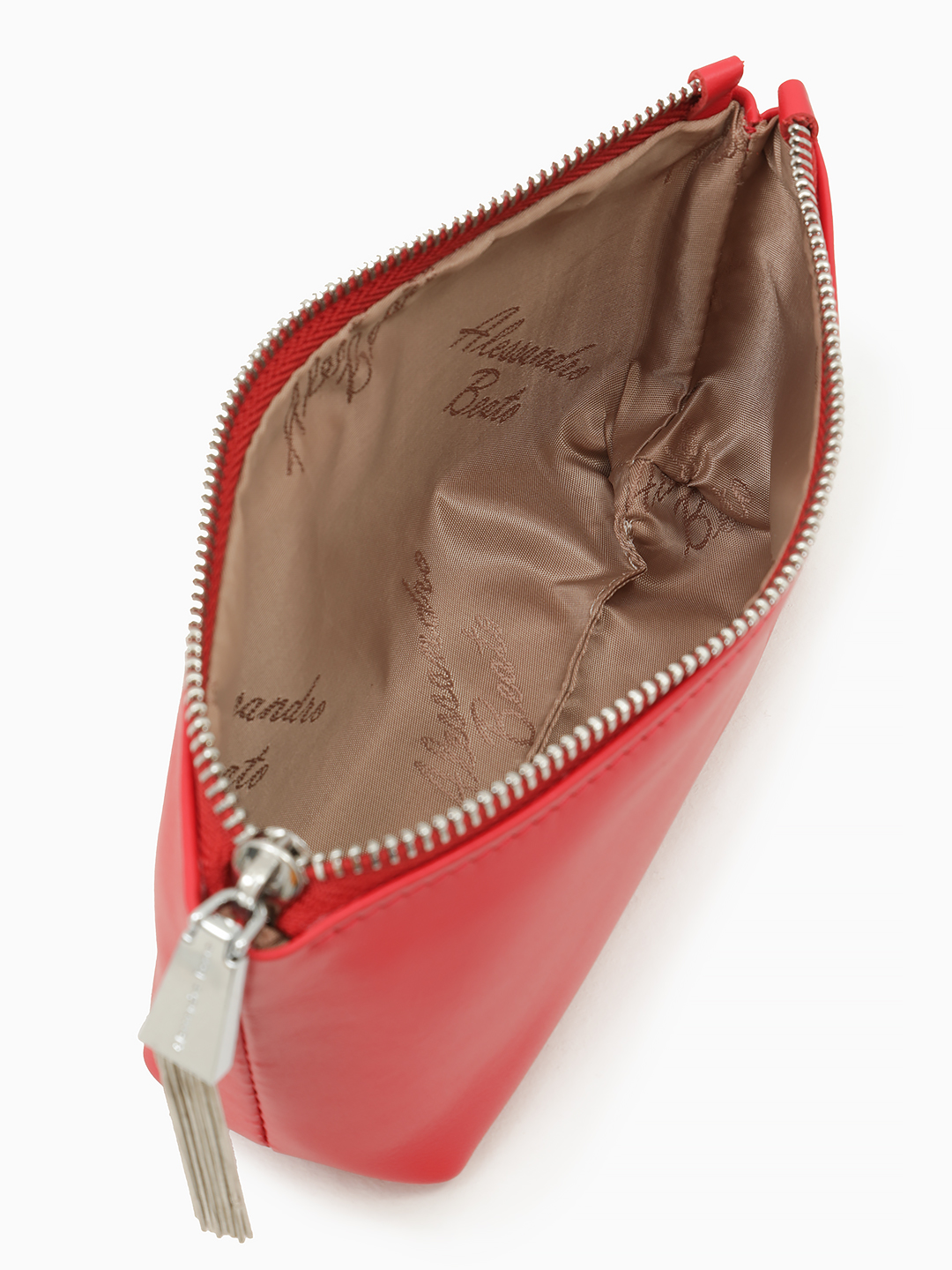 Косметичка от Alessandro Beato из гладкой натуральной кожи красного цвета