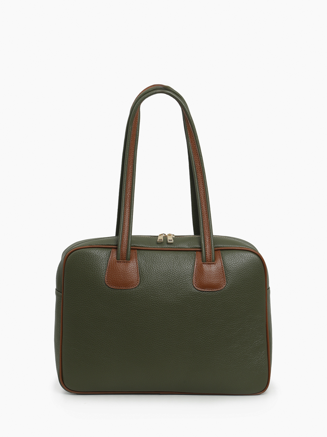 Сумка в размере L с золотистой фурнитурой от FOLLE оливкового цвета