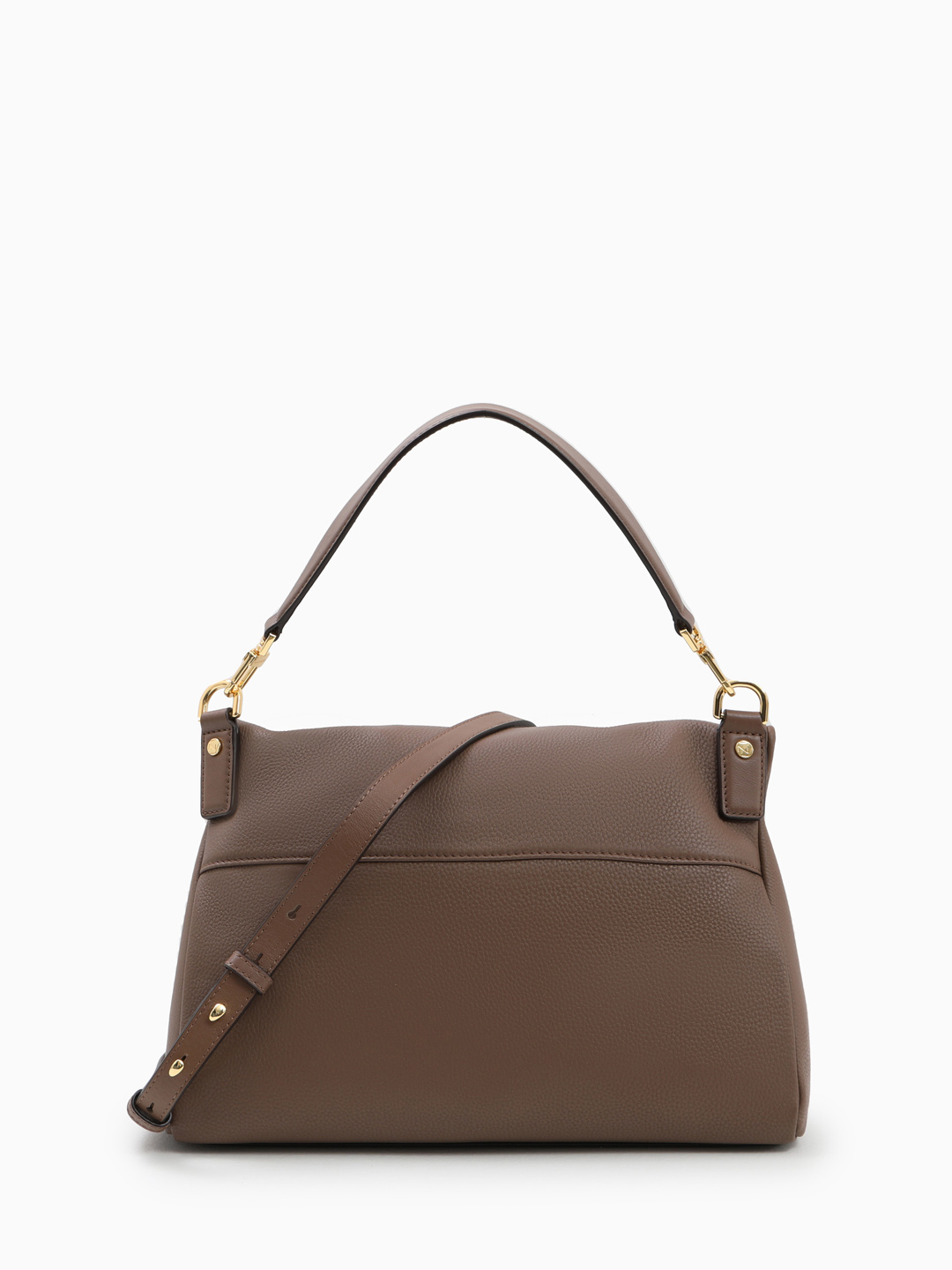 Сумка с длинным плечевым ремнём и брендовой фурнитурой от NANNINI оттенка тауп