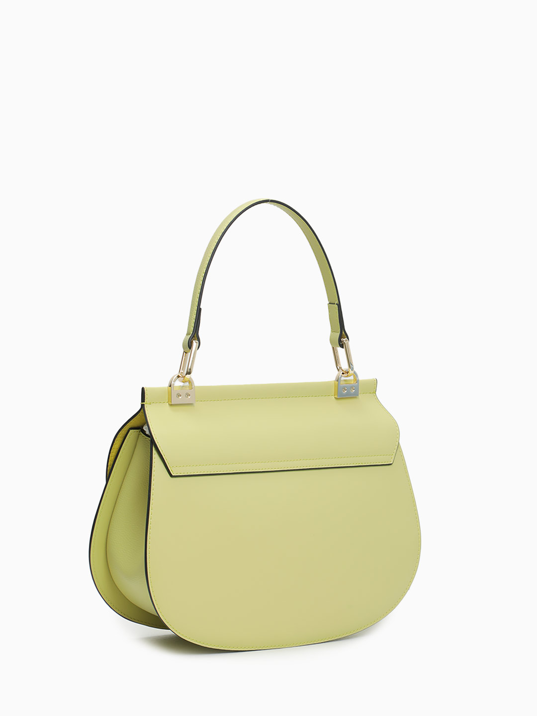 Сумка закругленной формы с одной ручкой и пряжкой на клапане от Cromia из натуральной салатовой кожи