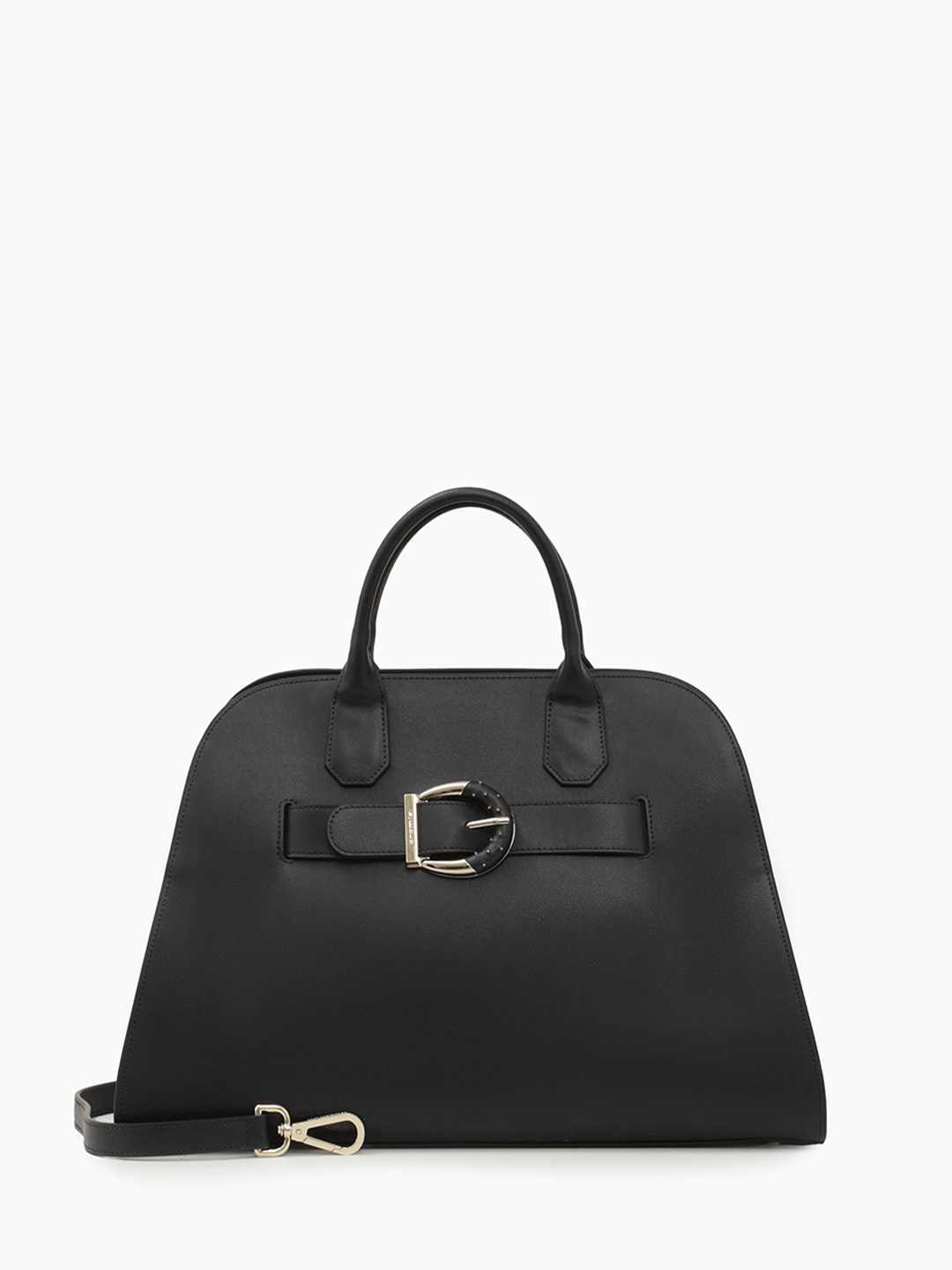 Тоут от Cromia в натуральной гладкой коже черного цвета с фурнитурой в виде пряжки