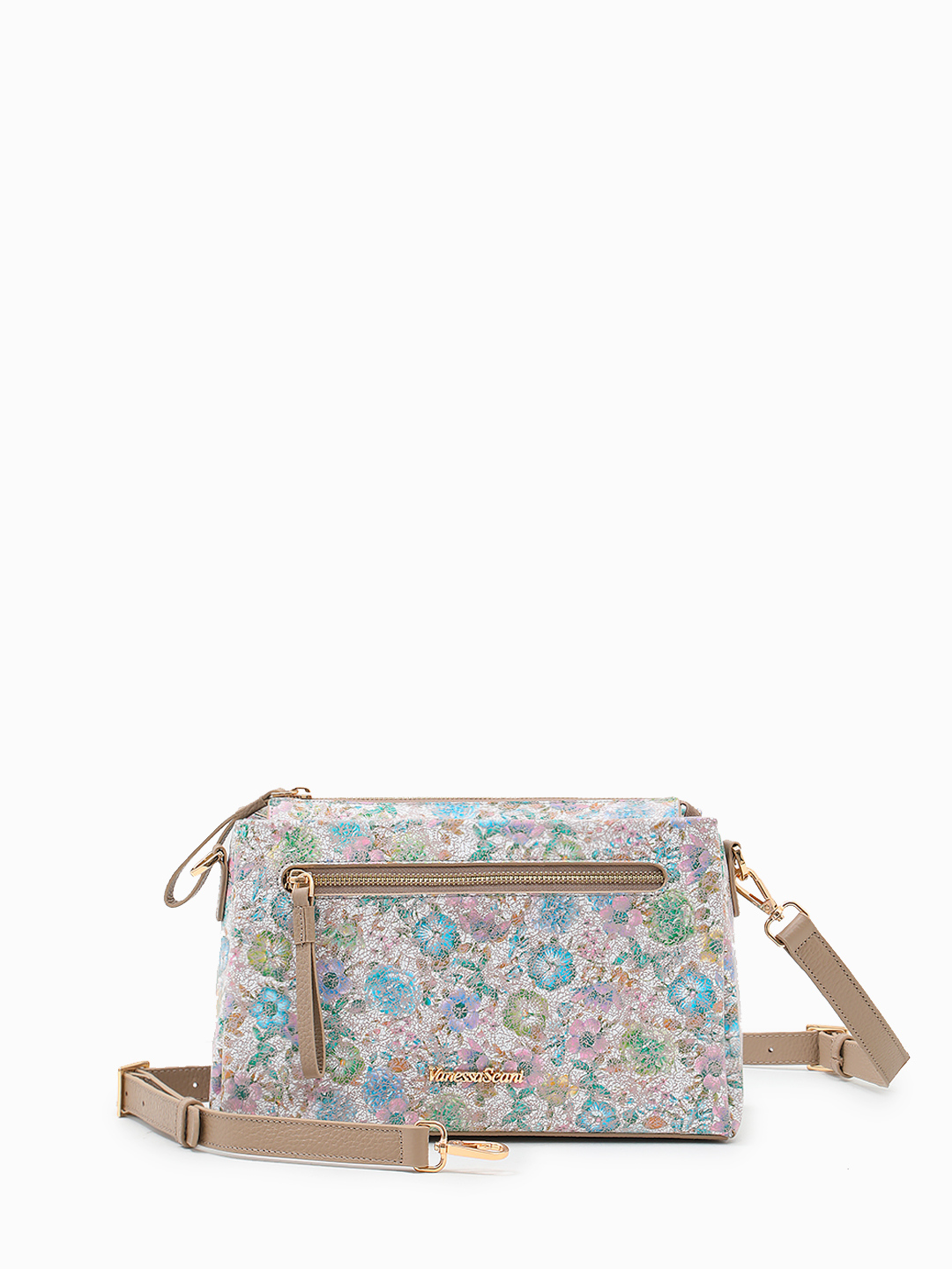 Прямоугольная кросс-боди на плечо с тремя отделениями от Vanessa Scani с цветочным принтом