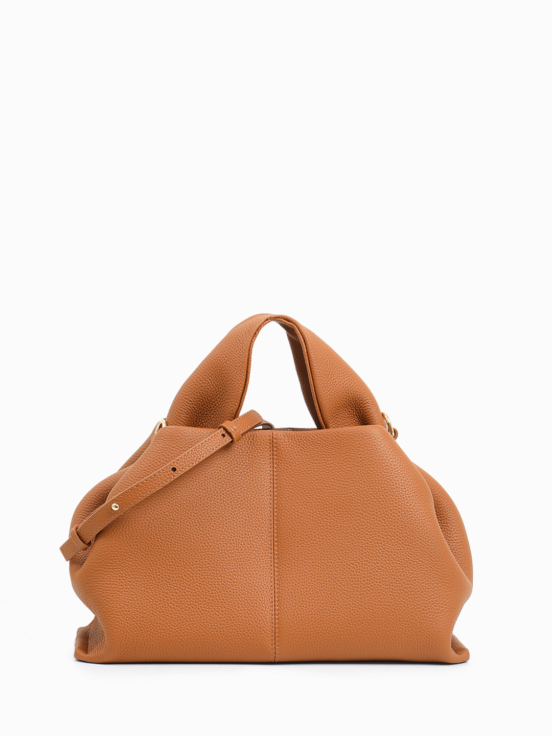 Сумка с широкой ручкой и фирменной строчкой от IVORY в рыжем оттенке