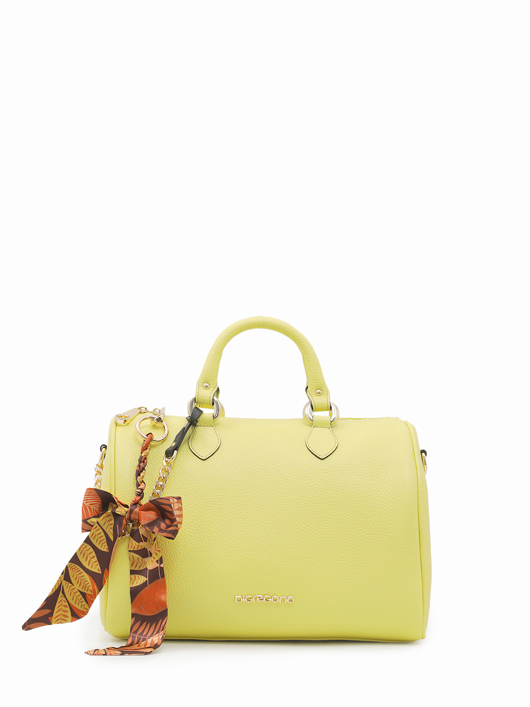 Сумка-боулер в размере М с брелком с твилли от Di Gregorio жёлтого цвета