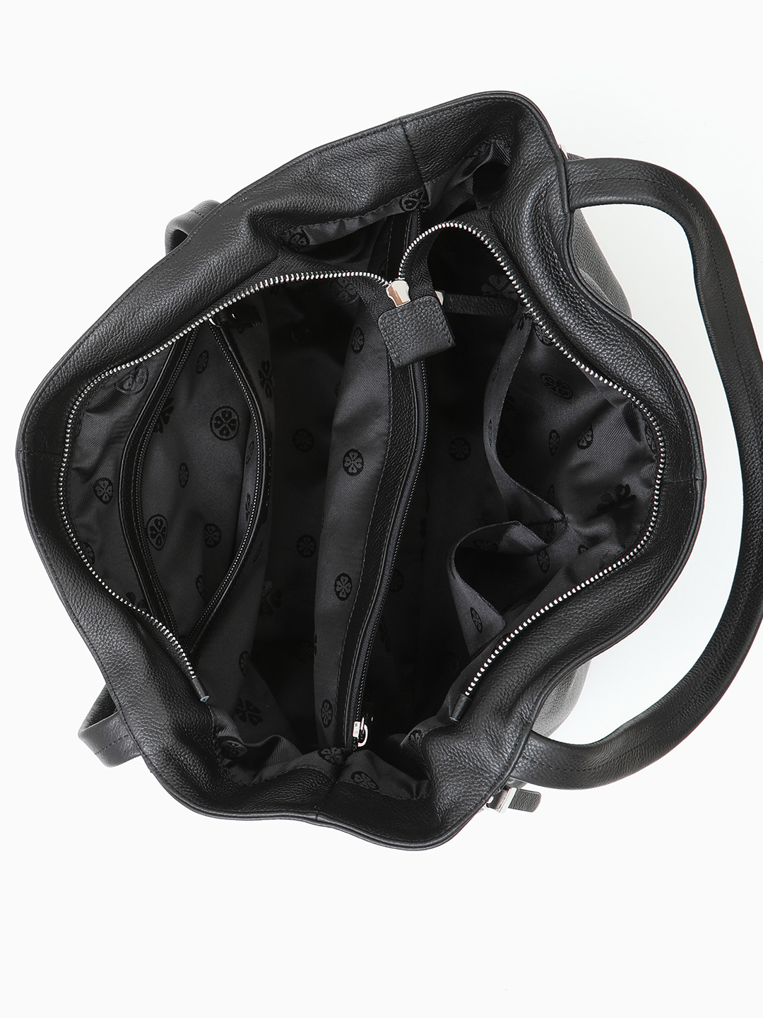 Сумка-шоппер в чёрном цвете с серебристой фурнитурой от KELLEN