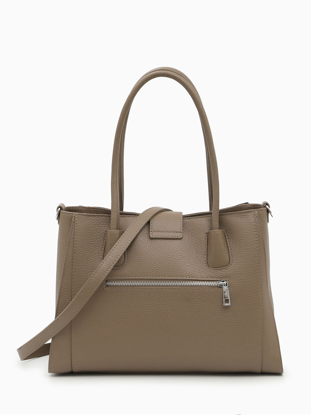 Классическая сумка из натуральной кожи под рептилию в цвете тауп от FOLLE