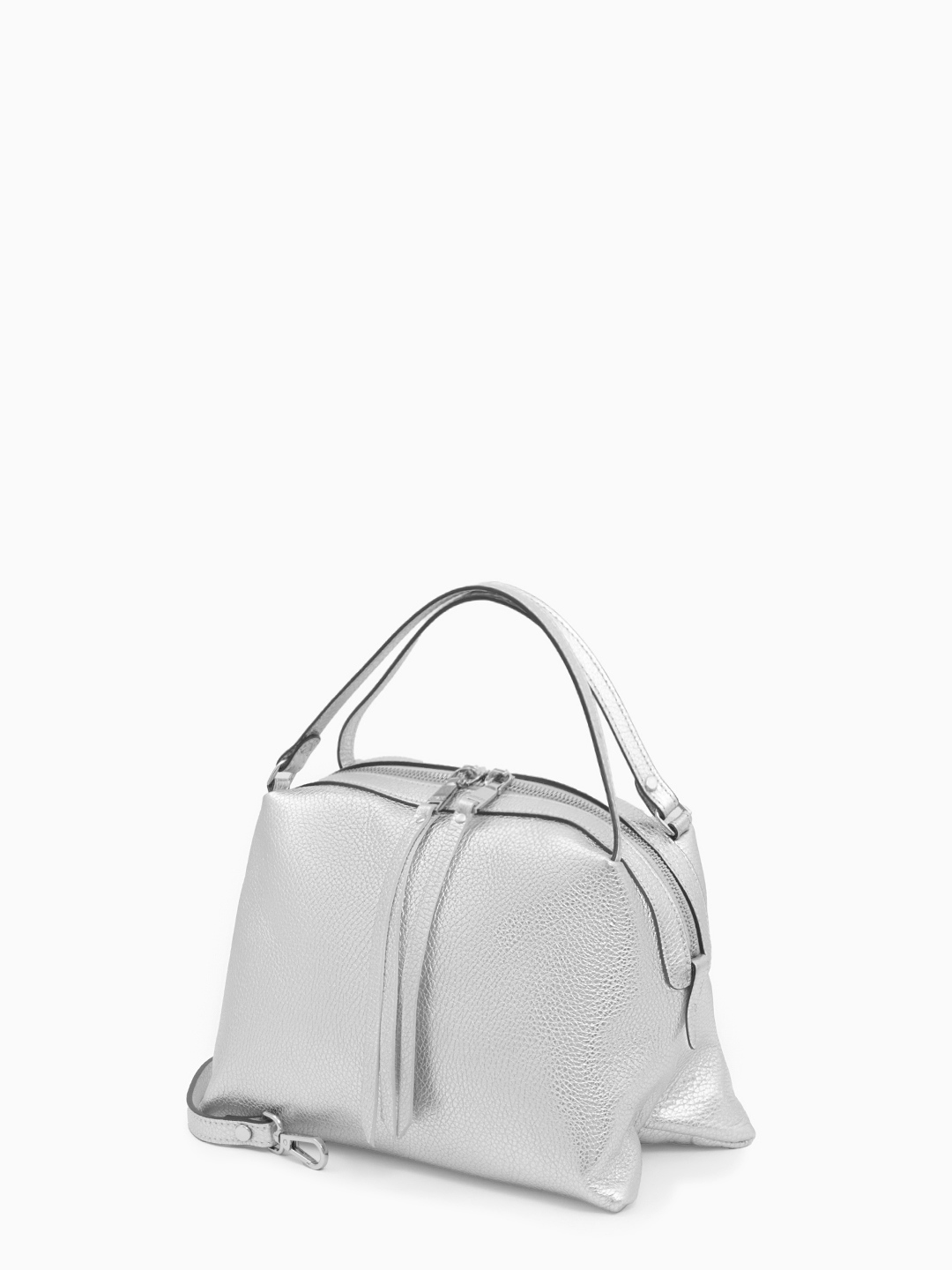 Серебристая сумка с двумя длинными пуллерами от RIPANI