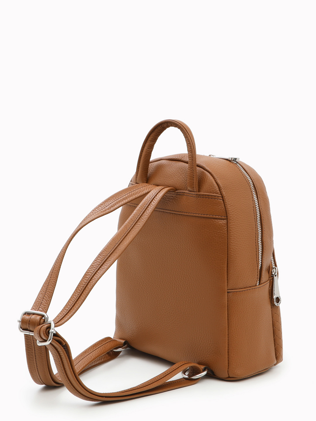 Базовый рюкзак с объёмным тиснением на внешнем кармане от Di Gregorio в рыжем оттенке