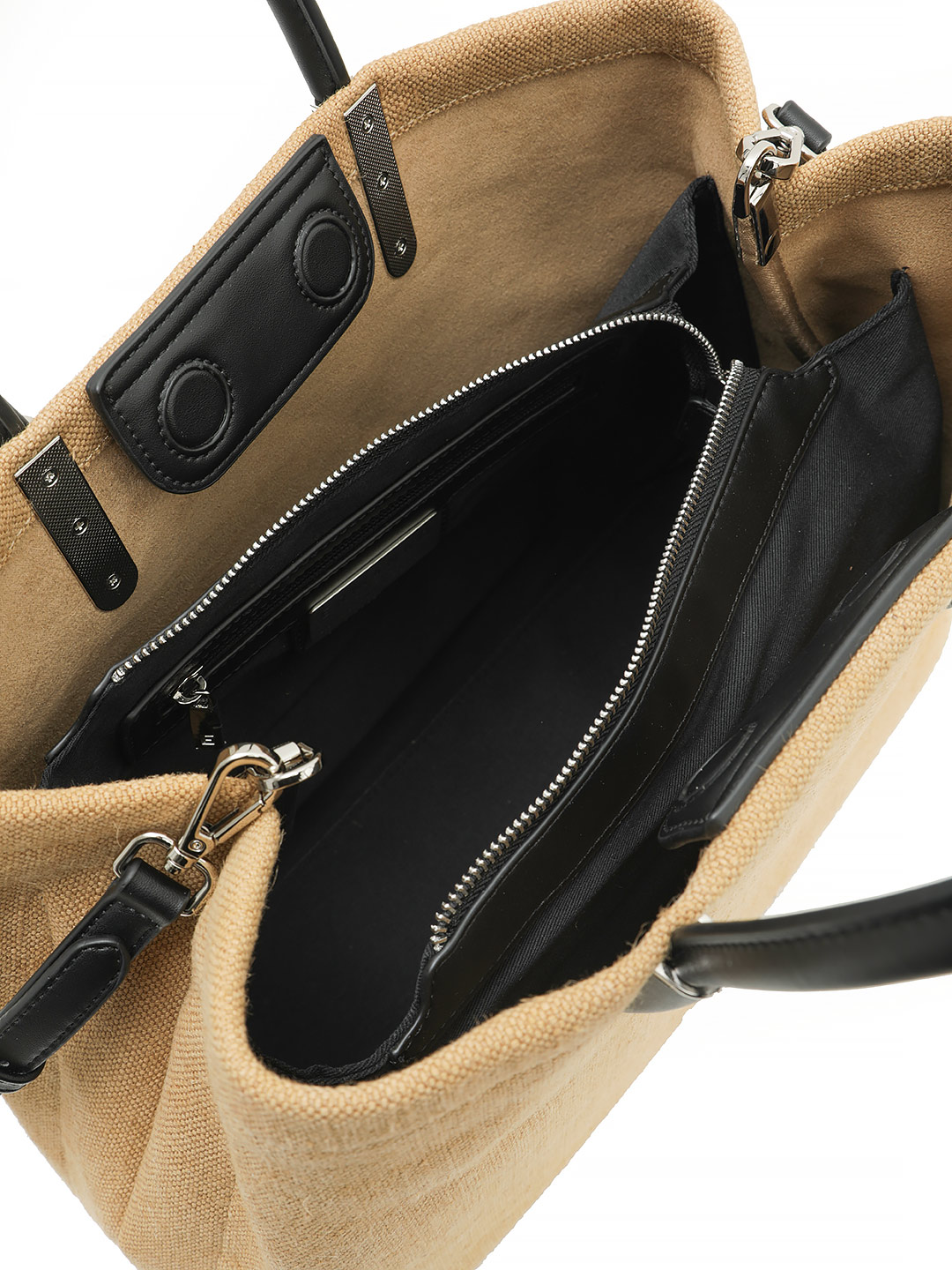 Классическая сумка от Ermanno Firenze из плотной ткани песочного цвета