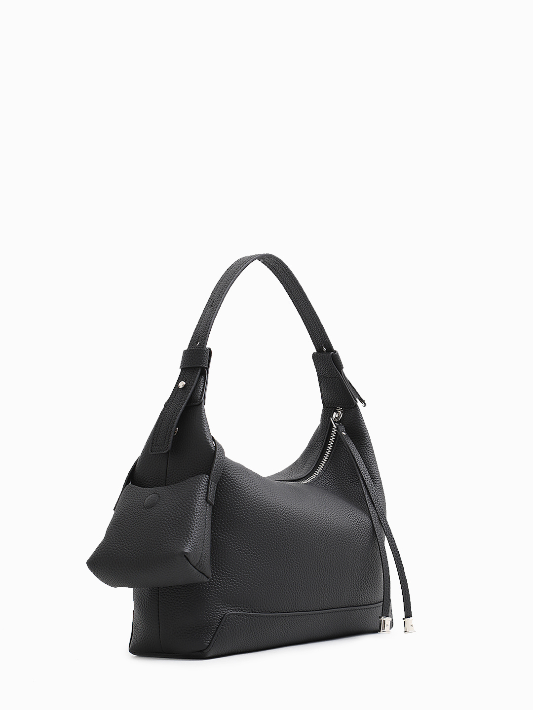 Чёрная сумка-хобо в размере М с дополнительной микро-сумкой от IVORY