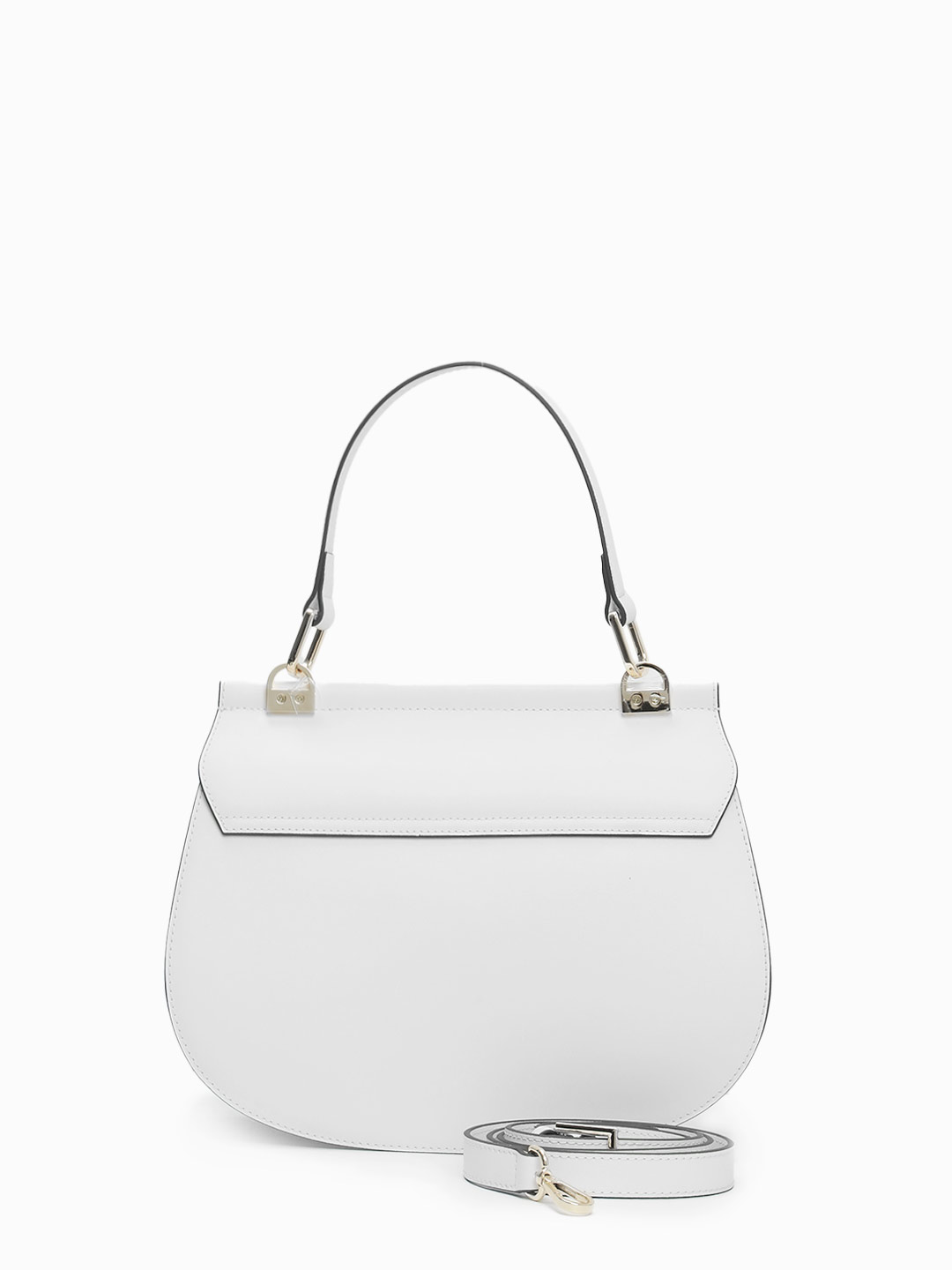 Сумка закругленной формы с одной ручкой и пряжкой на клапане от Cromia из натуральной белой кожи