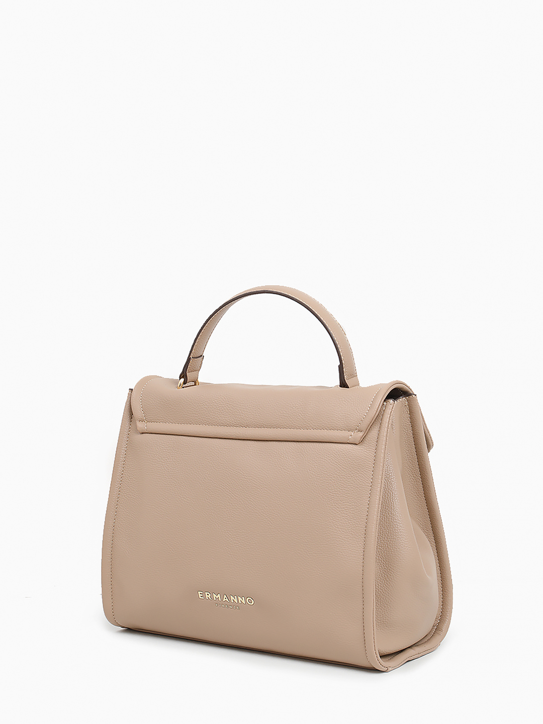 Сумка-портфель мягкой формы с текстильным ремнём от ERMANNO FIRENZE в тёмно-бежевом цвете