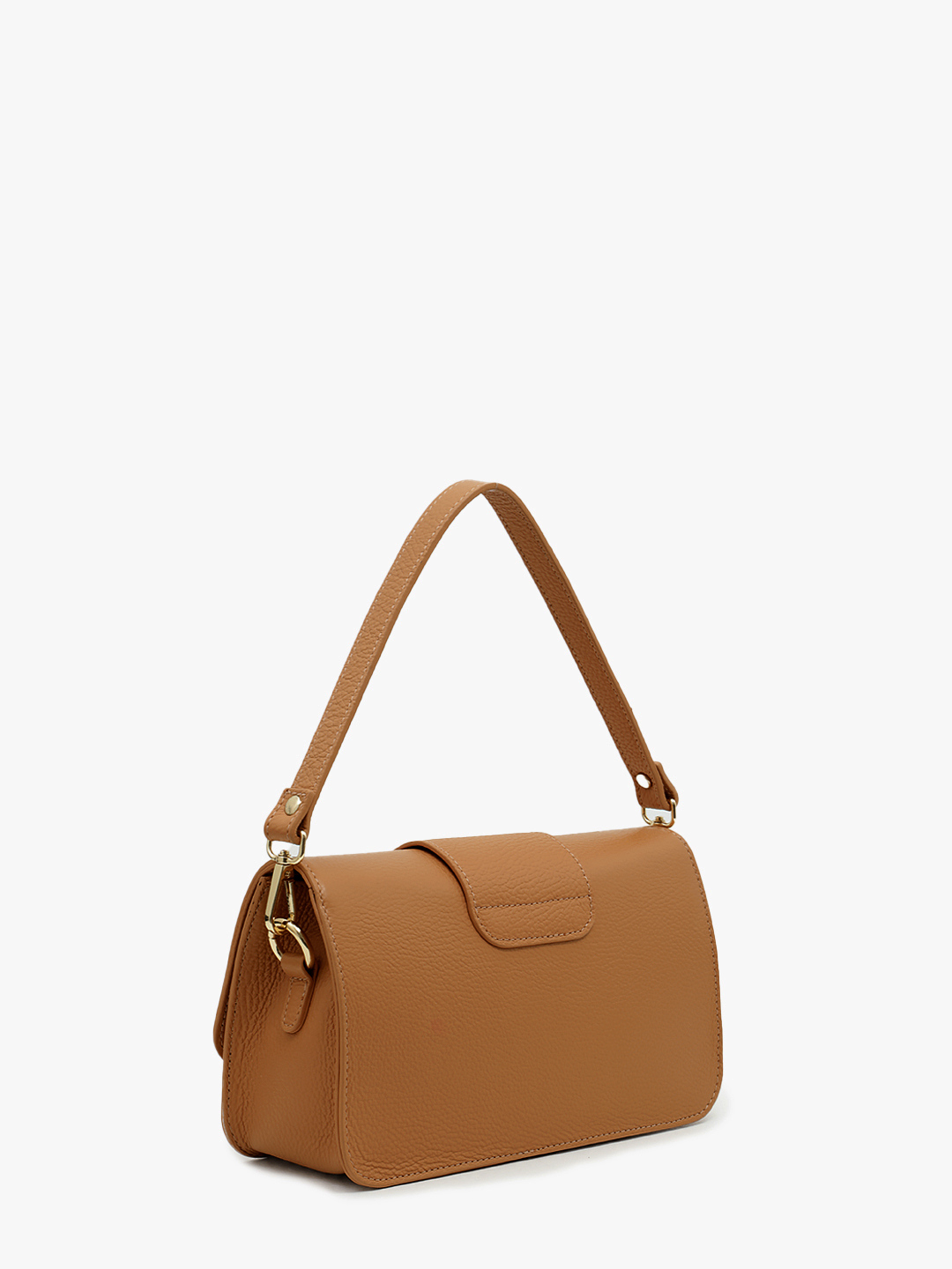 Рыжая сумка-багет с металлической монограммой RIPANI