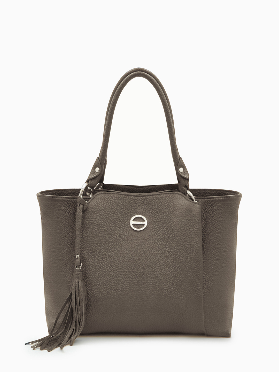 Классическая сумка-хобо с кожаным пуллером-кисточкой от FOLLE оттенка тауп