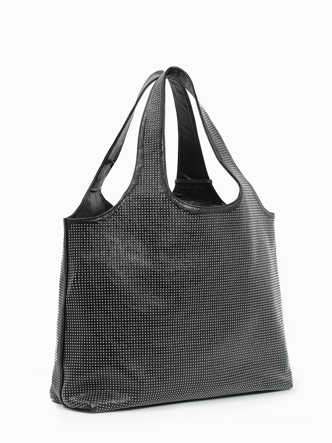 Чёрная сумка-шопер с металлическими клёпками от John Richmond