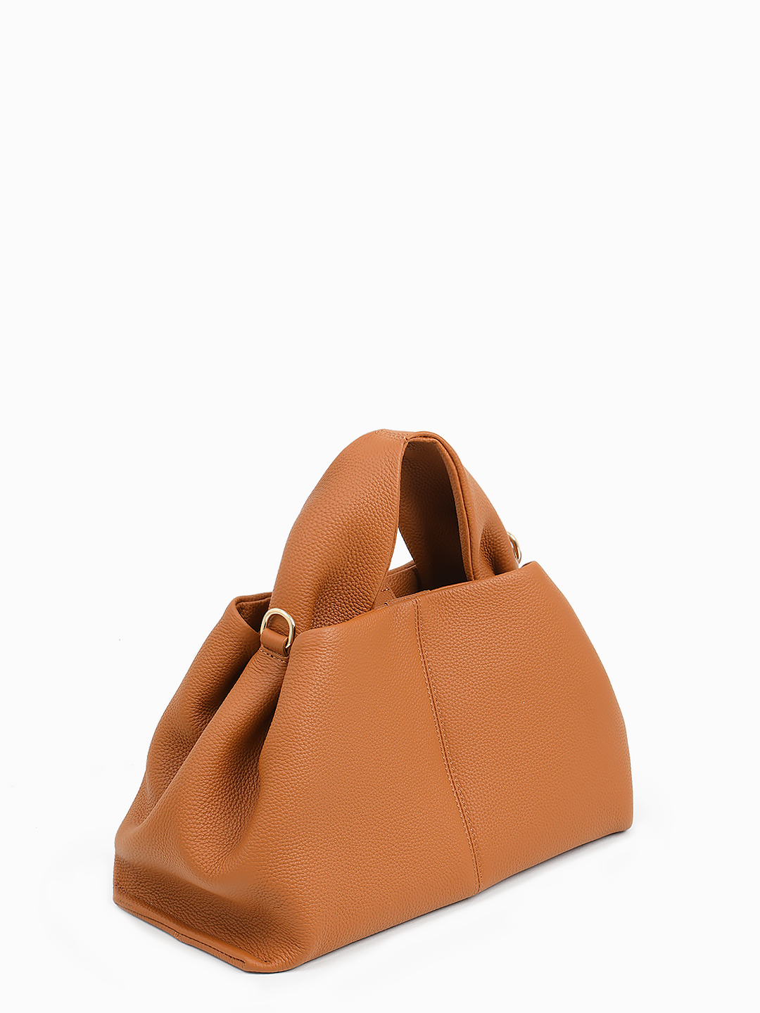 Сумка с широкой ручкой и фирменной строчкой от IVORY в рыжем оттенке