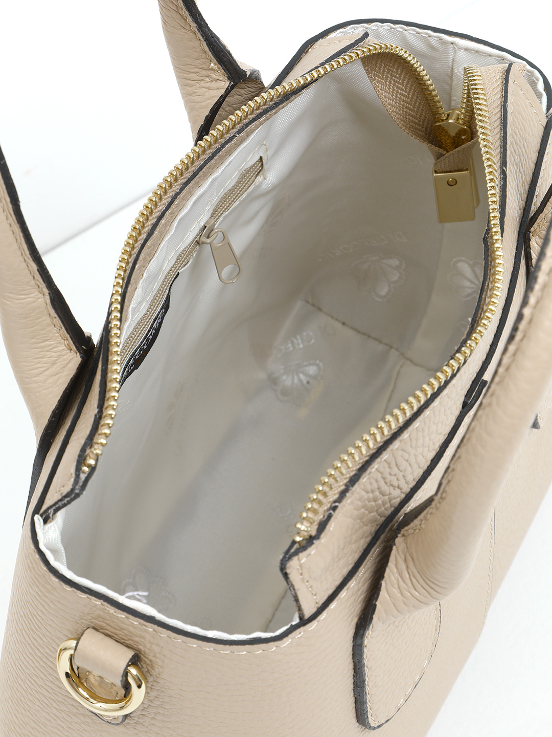 Сумка-тоут в размере S с гравировкой логотипа Di Gregorio в оттенке капучино