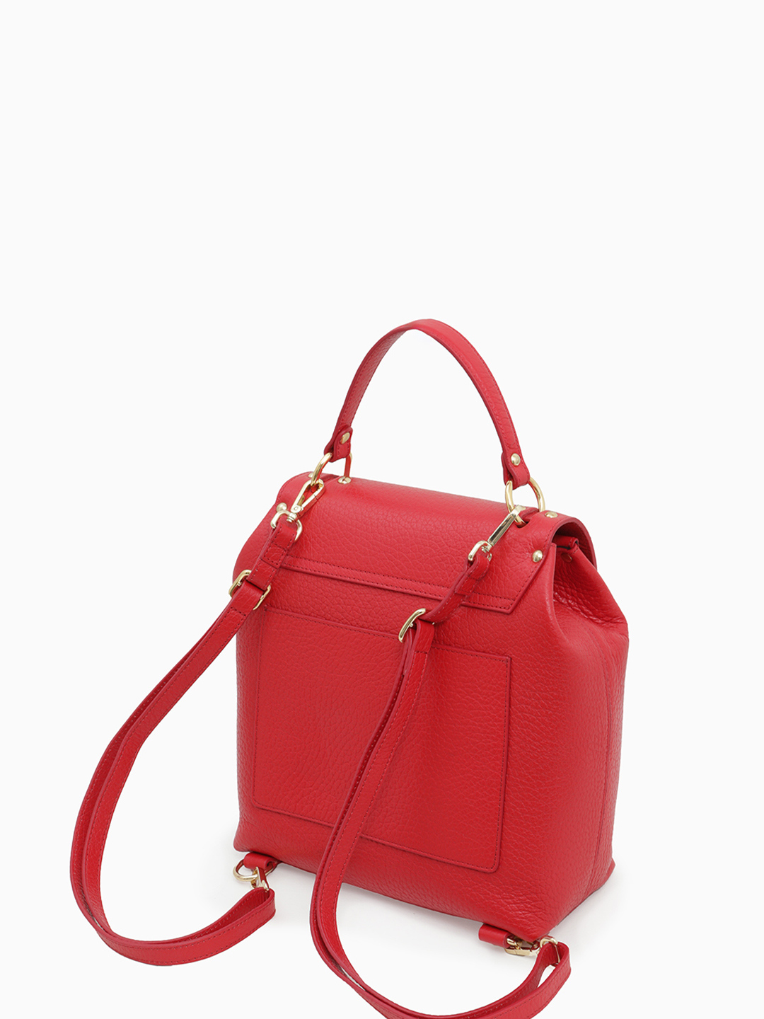 Сумка-рюкзак с фигурным клапаном от Di Gregorio в красном цвете