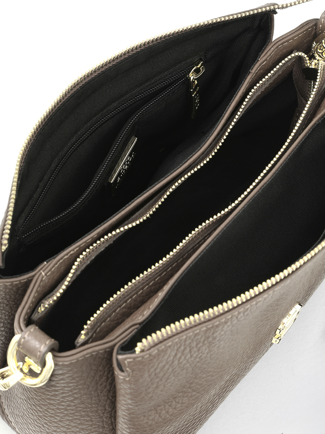 Кросс-боди цвета тауп из натуральной кожи с металлическим логотипом Sara Burglar с дополнительным ремнём