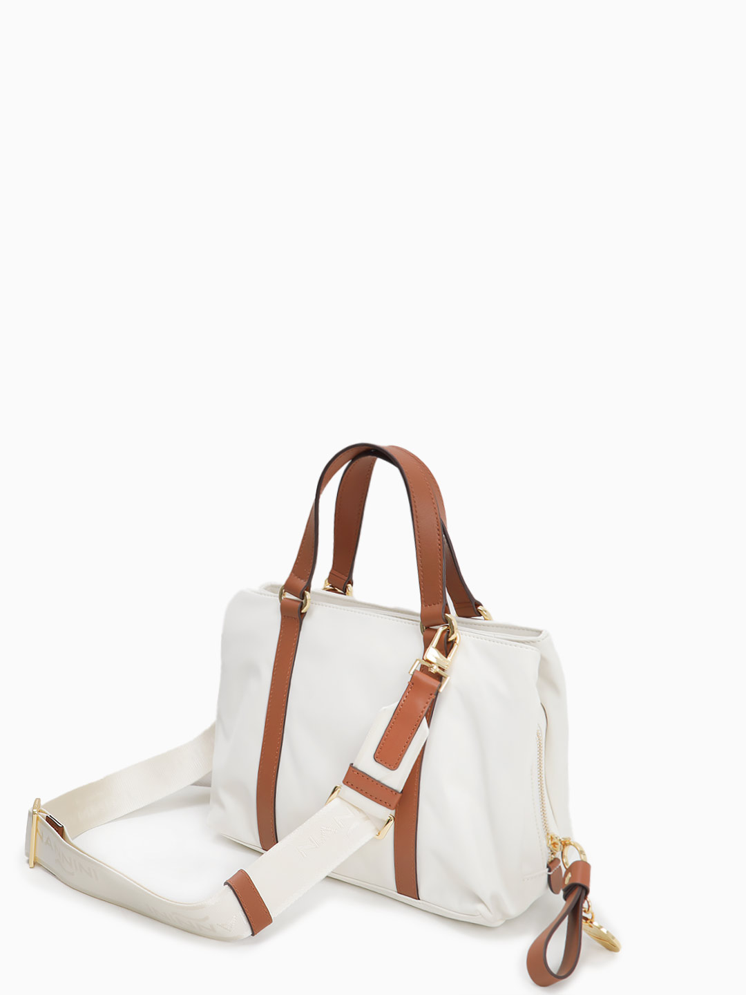 Классическая сумка с широким ремнем на плечо от Nannini из текстиля молочного цвета