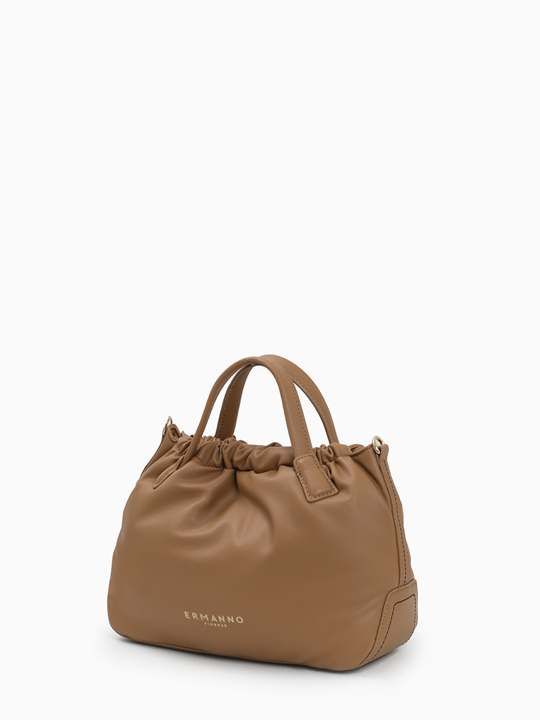 Мягкий тоут в размере М с рельефной буквой "E" от ERMANNO FIRENZE оттенка кэмел