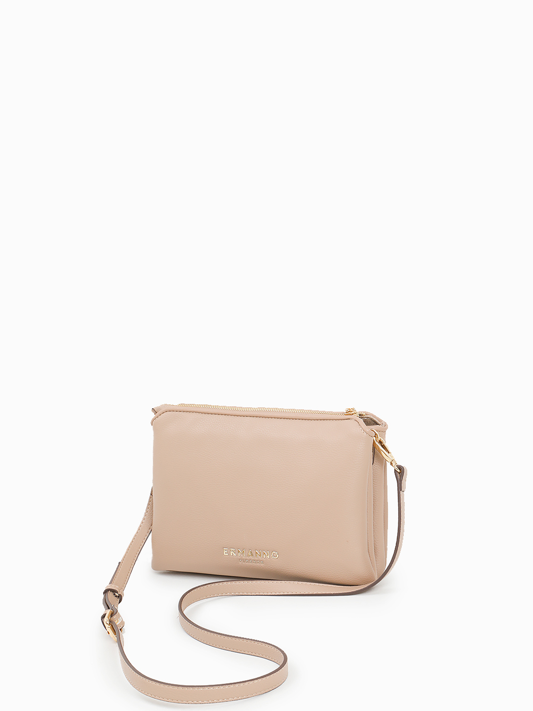 Кросс-боди с поворотной фурнитурой в виде буквы "E" от ERMANNO FIRENZE в песочном оттенке