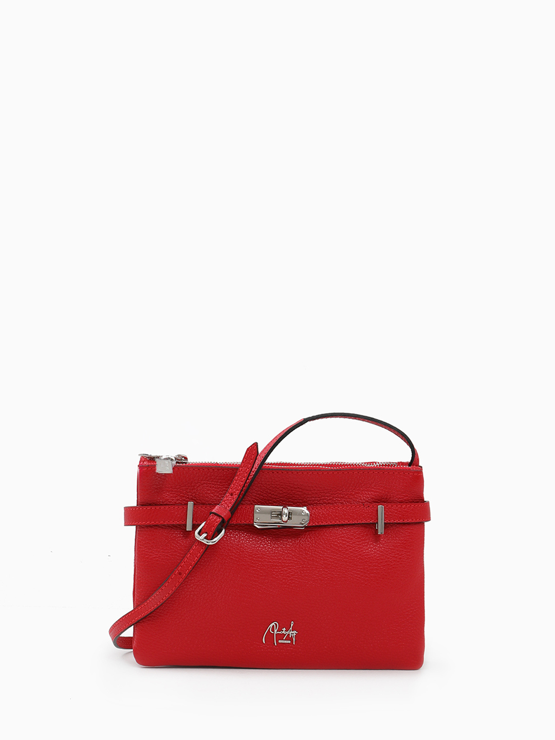 Кросс-боди с тремя отделениями и трендовым замком от Renato Angi в красном цвете