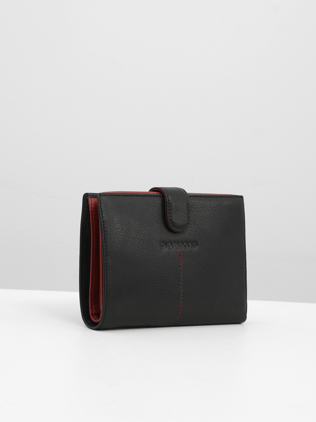 Портмоне от Di Gregorio в черном цвете с красной внутренней отделкой